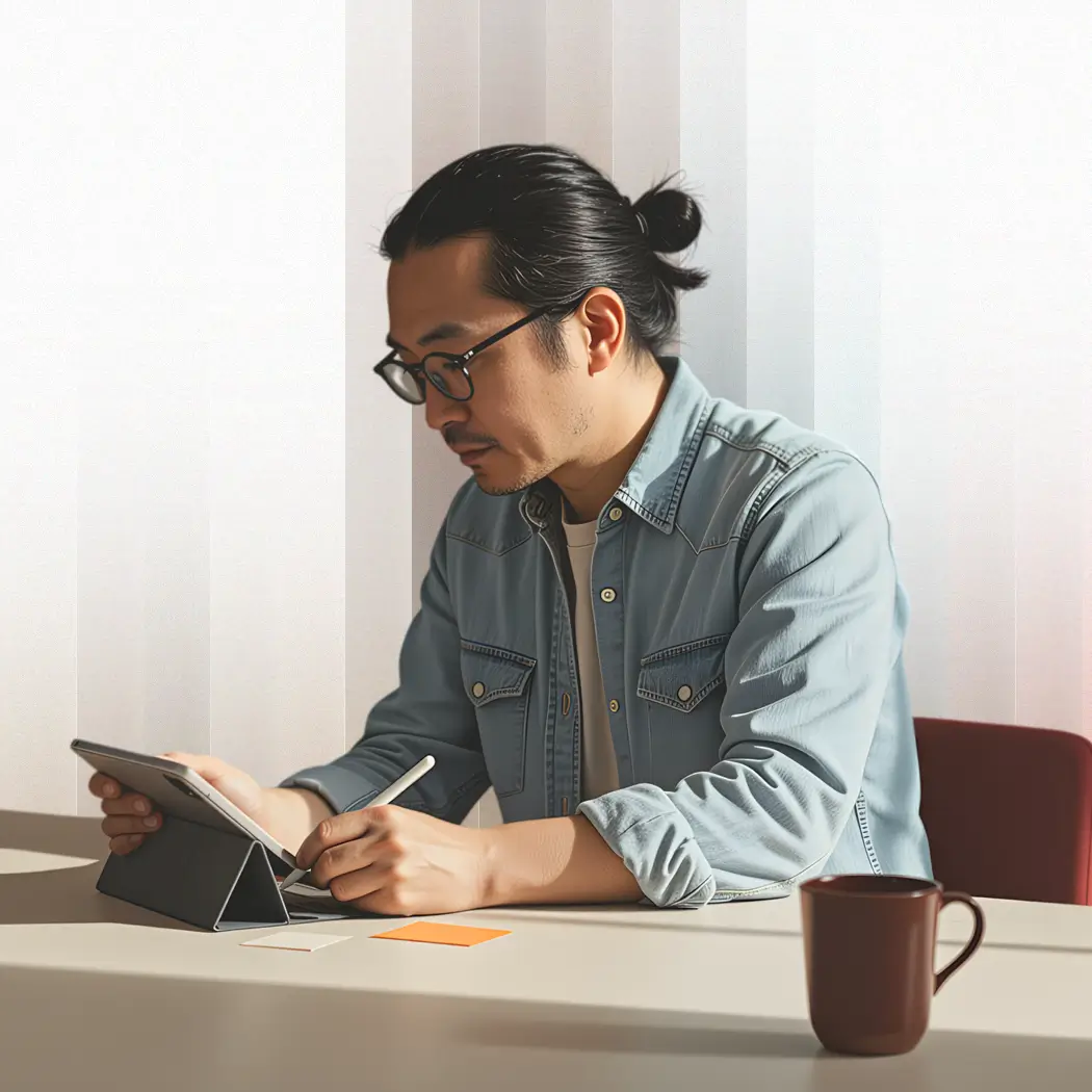 Consultant guiding a client through their application